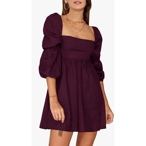 Exlura Dresses & Skirts - Square Neck Puff Sleeve Mini Dress- Size Medium